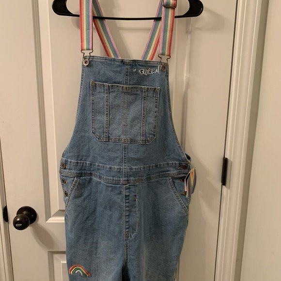 Take Pride X Target Denim Bib Overalls Shorts Gay Pride - Picture 1 of 8